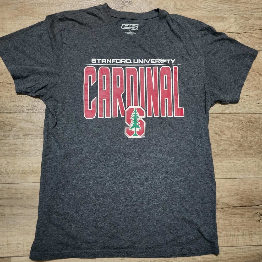 E5 Stanford University Cardinal T-Shirt Mens XL Gray Heather Short Sleeve Tee